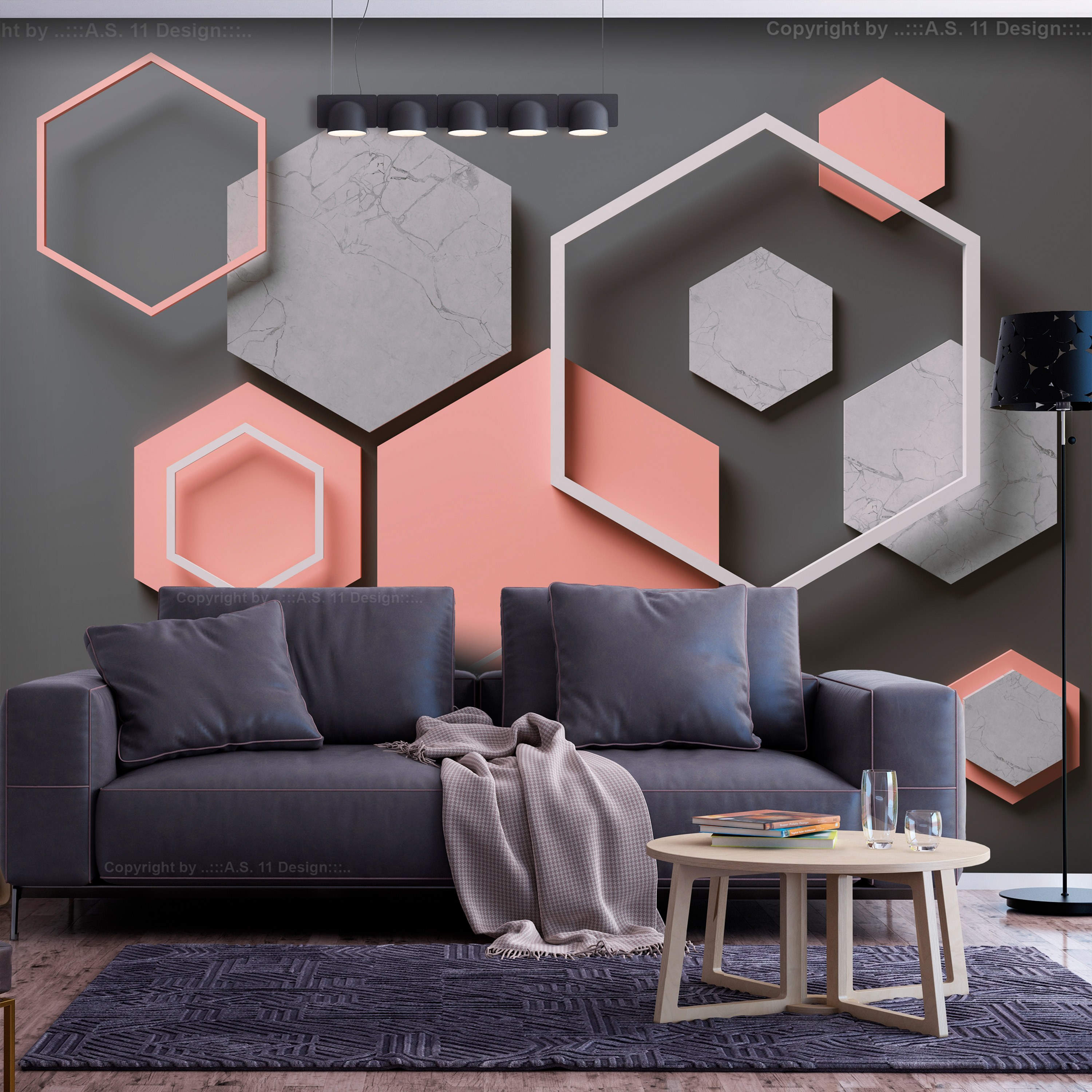 Self-adhesive Wallpaper - Hexagon Plan - 196x140